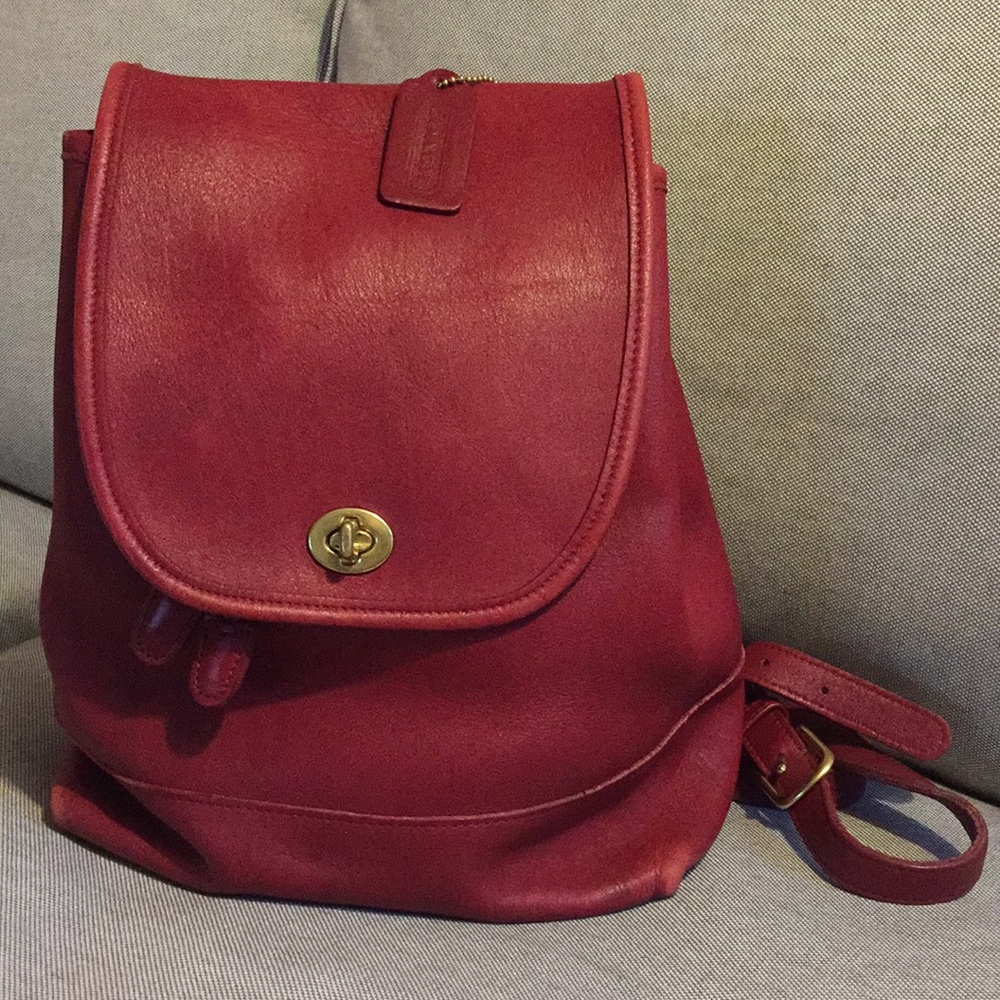 Vintage Coach Red Leather Backpack